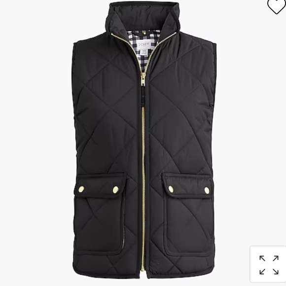 J. Crew Factory Puffer Vest Snap Pockets Black BJ901 Black Gold Zipper NEW Comfy - Picture 4 of 15